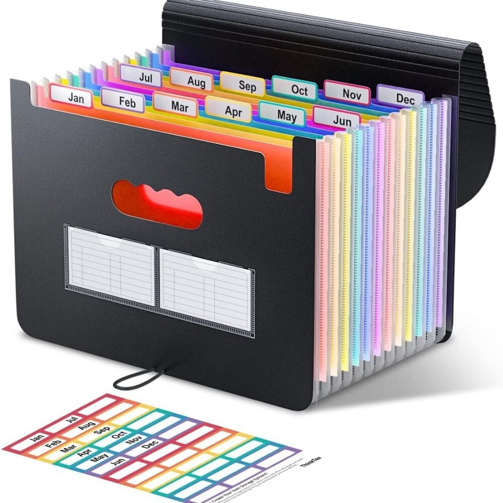 Accordion File Organizer, 12 - Pocket Expanding File Folders for Paper Receipts,